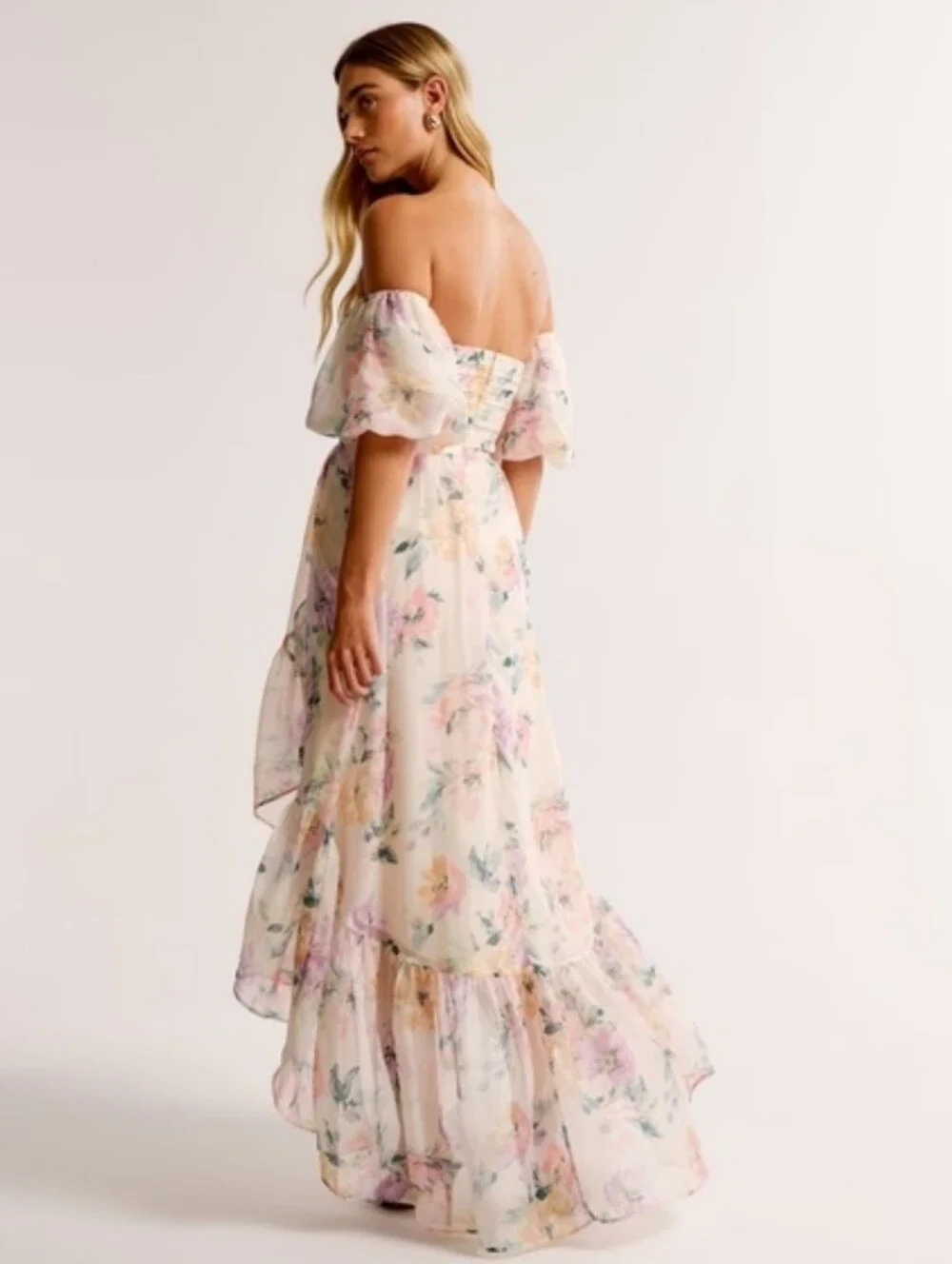 Abercrombie & Fitch Emerson Drama Maxi Dress Off-The-Shoulder Floral Ruffle SP